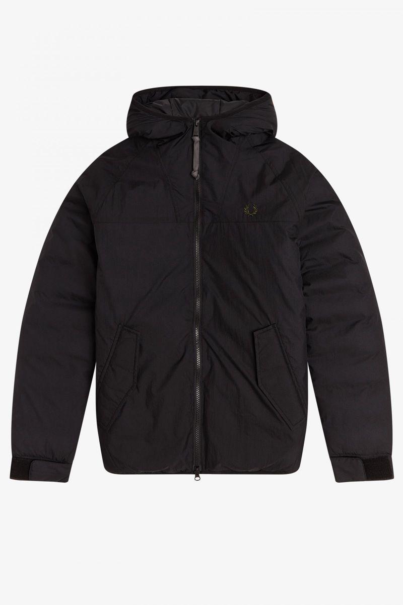 Black Fred Perry Insulated Hooded Men's Jackets | PH 1194KORI